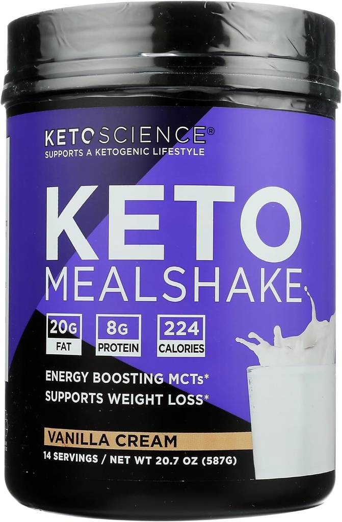 Keto Επιστήμη Βανίλια Κρέμα Κετογόνο γεύμα Shake Συμπλήρωμα διατροφής, Παλαιό Φιλικό, 20.7 Ουγγιά (πακέτο του 1)