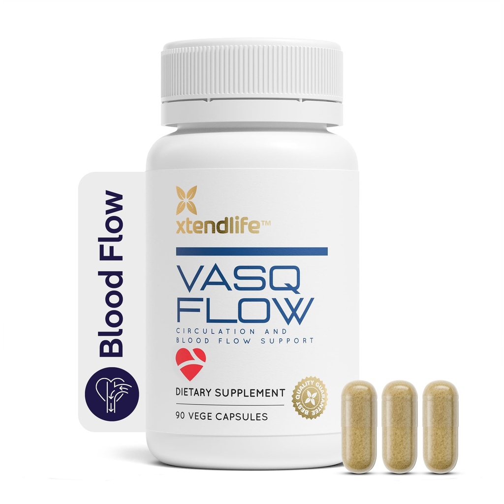 Xtendlife VasQFlow Nitric Oxide Booster - για την κυκλοφορία, τη ροή του αίματος, την καρδιά και τους μυς υποστήριξης-με εκχύλισμα κόκκινου σπανάκι & σε ηλικία σκόρδο - 1 μήνα προσφοράς (90 κόμης)