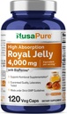 NusaPure Royal Jelly 10:1 Ekstraksiyon, 400 mg 4000 mg Eşdeğer - 120 Veggie Capsules (Non-GMO, Gluten Free, Bioperine)