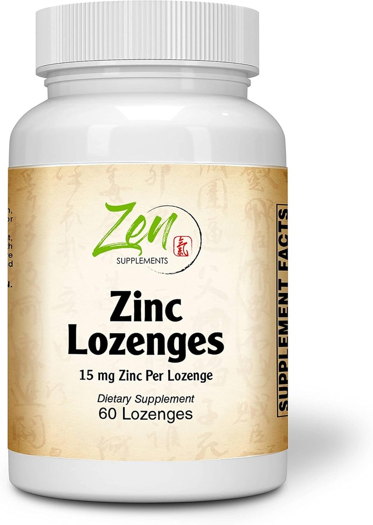 Συμπληρώματα Zen - Zinc Lozenges 15 Mg ανοσοποιητική υποστήριξη Αντιοξειδωτικό συμπλήρωμα & μεγάλη δοκιμή ψευδάργυρου 60-Lozenge