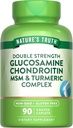 Nature's Truth Glucosamine Chondroitin MSM Kompleksi | 90 Caplets | with Turmeric | Double Strength | Non-GMO & Gluten Free Supplement Supplement