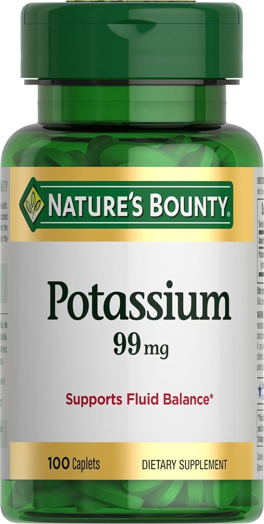 Nature's Bounty P properties 99 mg, Supports Akışkanlar Denge ve Kas Aktivitesi, Normal Kalp Fonksiyonlarına Dahil Edildi, Pyum Gluconate Diyeter Supplement, Gluten Free, 1 Per Day, 100 Vegetarian Caplets