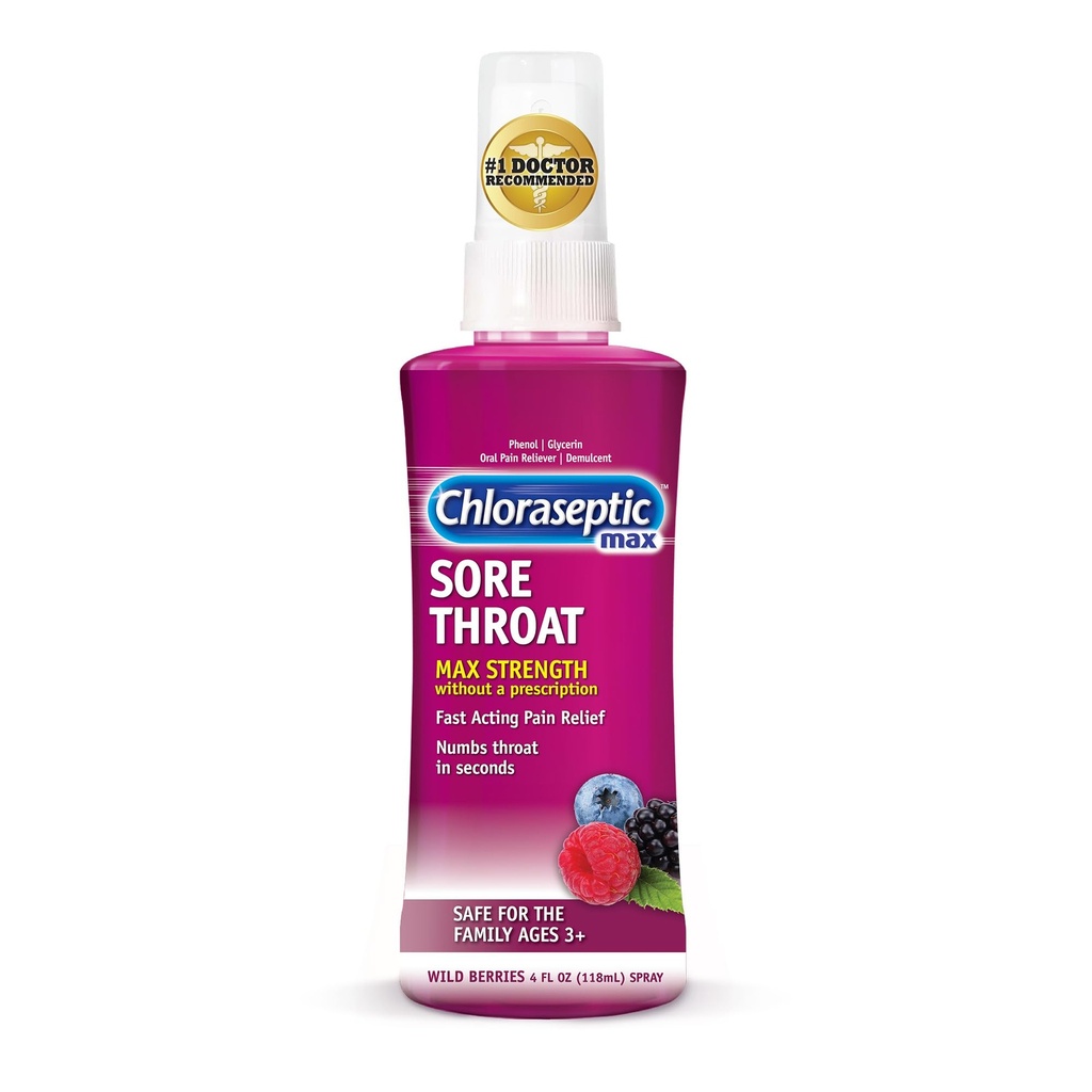Chloraseric Max Strength Sore Throat Spray, Wild Cave Flavor, 4.0 fl oz