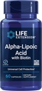 Life Extension Alfa-Lipoic Acid with Biotin, for Cell Protection, Universal antioksidan for Liver & Nerve Health, Gluten-Free, Non-GMO, 60 Capsules