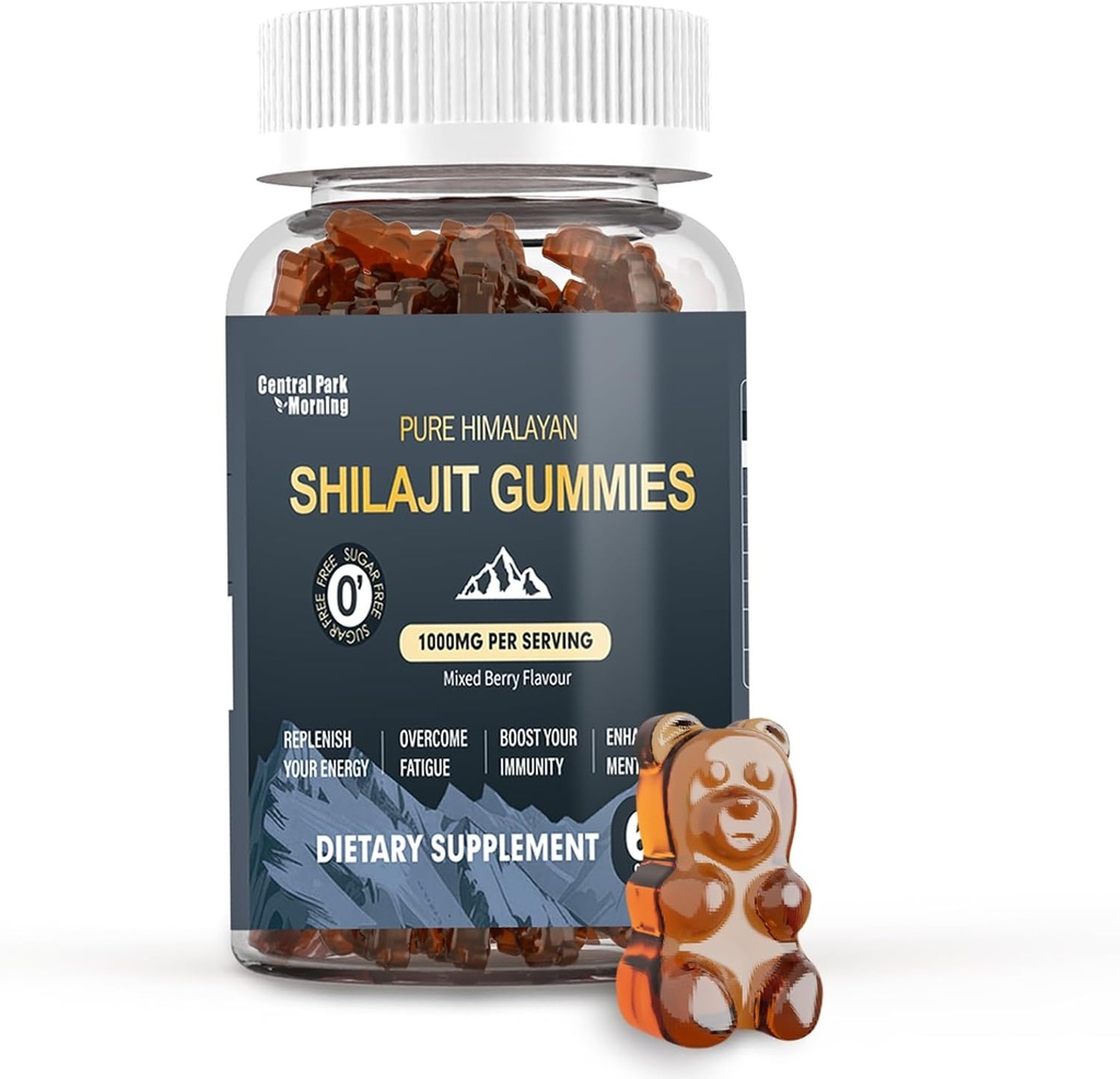 Shilajit Gummies 1000 mg, Pure Himalaya Shilajit Supplement, High in Trace Minerals, Energy Immune Health Support - 60 Count