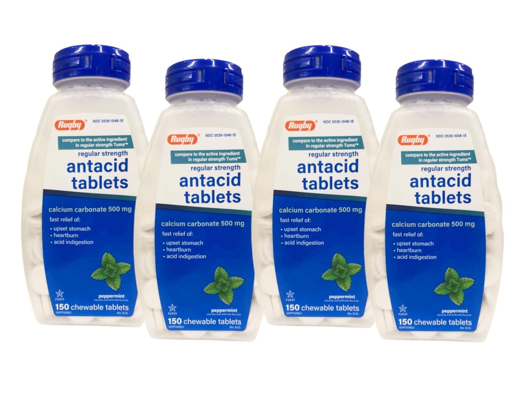 Ruύγχος Ασβέστιο Ανθρακικό 500mg Αντιόξινα δισκία Πιπέρι, Κανονικό Στρενγκ, 150 Μασώμενα δισκία - 4 συσκευασίες