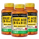MASON NATURAL Kalp Formula B6/B12/Folic Asit Tabletleri, Diyetsel Tamam Destekler Kartiovasküler Sağlık, Red Blood Hücre Formasyon, Metabolik Fonksiyonlar, 90 Kont (Pazarlama 3)