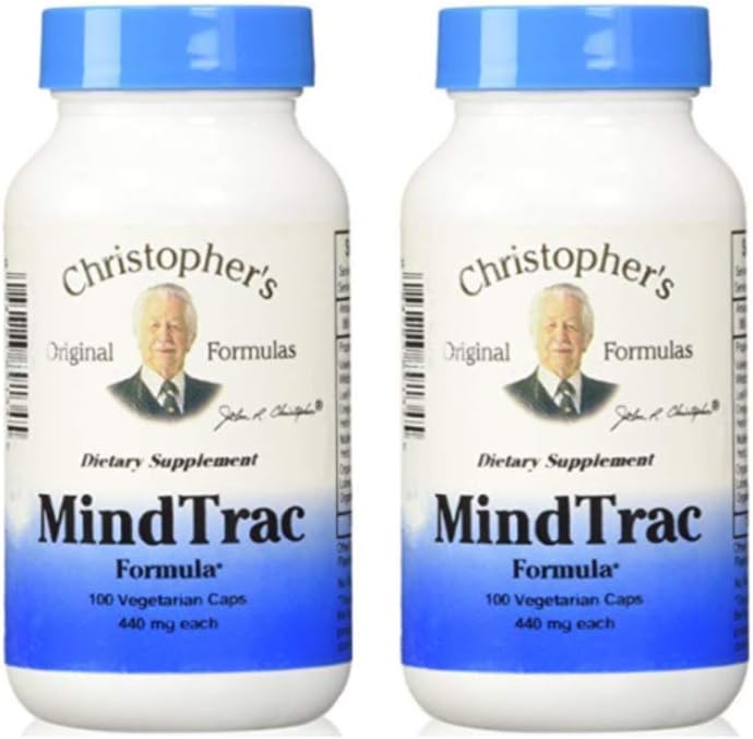 Christopher's Original Formulas MindTrac Formula, Natural Mood Support & Memory Συμπληρώματα 100 Caps - Συσκευασία των 2
