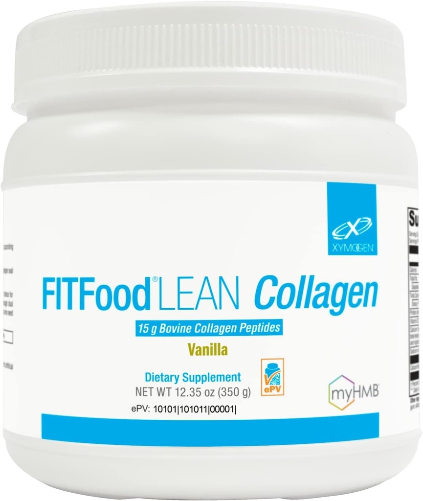XYMOGEN FIT Food Collagen - Bovine Collagen Peptides Toz ile HMB + Vitamin D3-15g Proteinleri Ortak ve Kas Kurtarmayı Desteklemek - Vanilla Flavor (12.35 oz)