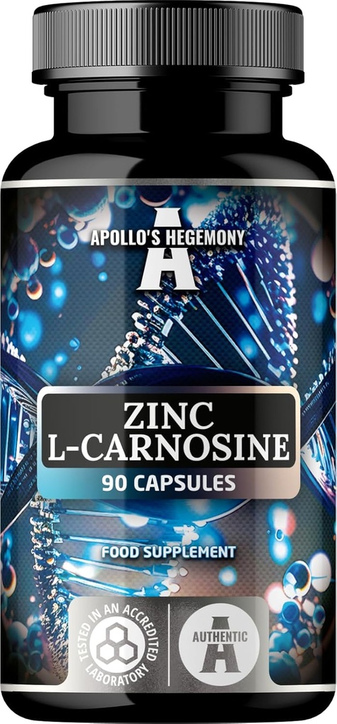 Çinko L-Carnosine 37.5 mg per Capsule, 90 Vegan Capsules, 3 Ay Supply, çinko Supplement ve Amino Asit Beta-Alanine, Apollo'nun Hegemony tarafından.