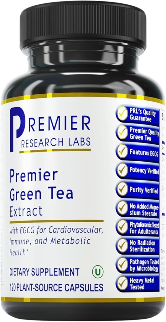 Premier Research Labs Premier Green Tea Extract - Green Tea Capsules, Green Tea Extract Pills, Green Tea Supplement with ECGC, Camellia Sinensis, Pure, Vegan Friendly - 120 Vegetarian Capsules