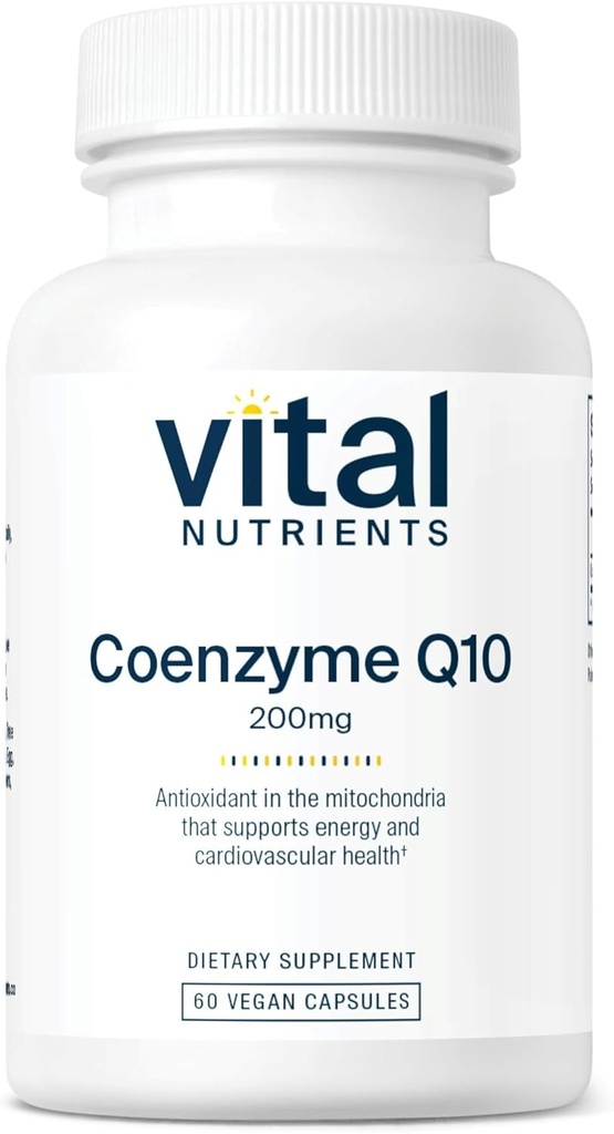 Vital Nutrients CoQ10 200 mg | Vegan Supplement | CoEnzyme Q10 to Support Heart Health and Energy Levels* | Gluten, Süt ve Soy Free | Non-GMO | 60 Capsules