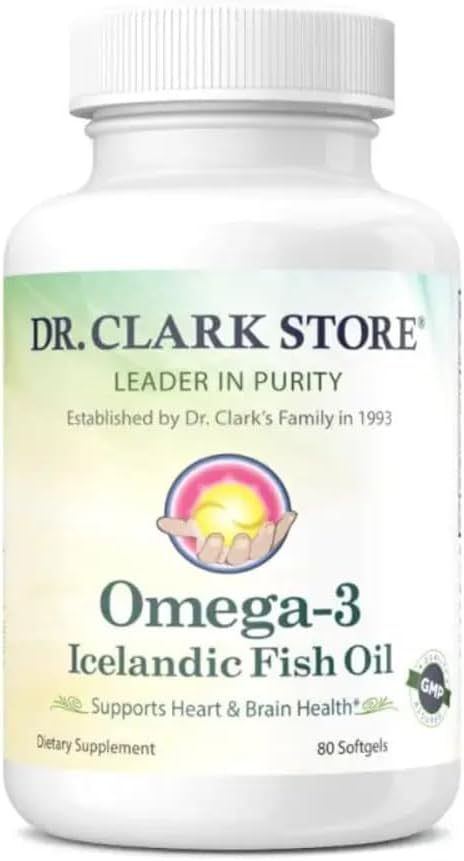 Dr Clark Store Omega-3 İzlanda Fish Oil Supplement – 1000 mg, 80 Softgels, Supports Heart, Brain & Joint Health