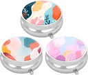 3 Pack Pill Box, Purse & Pocket için Küçük Pill Vakası, Cute Travel Medicine Organizer, Portatif Tıp Konteyneri Vitaminleri, İlaçları, Fish Oil & Supplement, Art Style Deseni