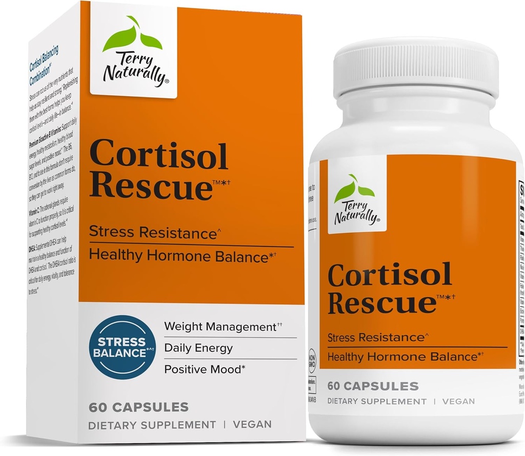 Terry Φυσικά Cortisol Διάσωση - Υποστήριξη Ανταπόκρισης Στρες με Βιταμίνη C & Βιοενεργές Βιταμίνες Β - Συμπληρώματα Υποστήριξης Αδρεναλικής Υγείας & Ενέργειας - 60 Κάψουλες (60 Υπηρεσίες)