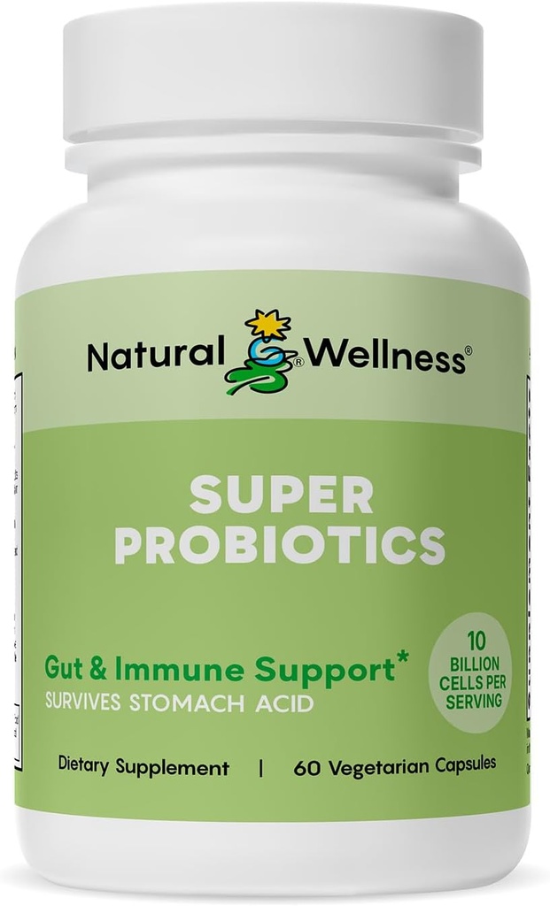 Doğal Wellness Super Probiyotik + Prebiyotik DNA - 8 Strains ile 10 Milyar CFU - Digestive Health için Kadınlar ve Erkekler için Probiyotikler, Gut Balance & Immune Support – Non-GMO, 30-Day Supply