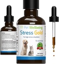 Pet Wellbeing Stress Gold for Cats - Vet-Formulated Sureal Feline Stress Support - Fast-Acting Vet Visits, Travel, Grooming - Cat-Safe Holistic Herbal Blend - Liquid Support 2 oz (59ml)