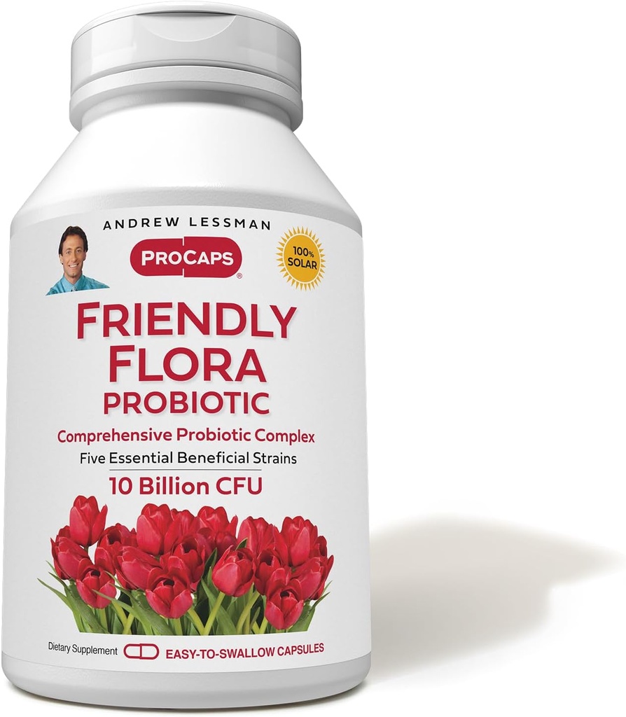 ANDREW LESSMAN Friendly Flora Probiotic 90 Κάψουλες - 10 δισεκατομμύρια CFU, περιεκτική ανάμειξη των πέντε προβιοτικών σπειρών, ισχυρό ανοσοποιητικό και Digestive υποστήριξη. Προβιοτικά για γυναίκες ή άνδρες