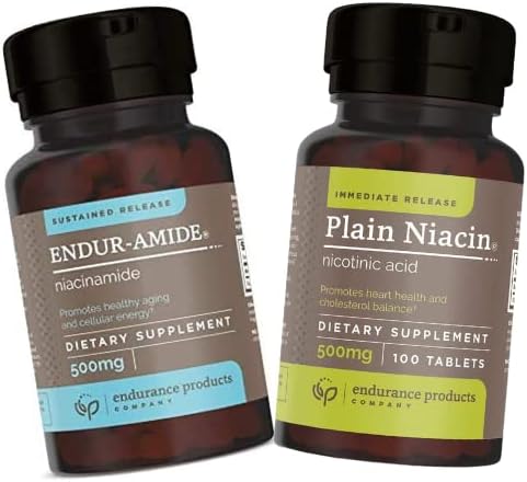 Προϊόντα αντοχής EPC Company NAD+ Niacinamide B3, Endur- Amide 500mg 200 δισκία B3 Plain Niacin - 500mg Άμεση απελευθέρωση Βιταμίνη B-3 με Φλος - Νικοτινικό οξύ 100 δισκία
