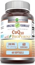 Bioperine Supplement ile Şaşırtıcı Formulaler CoQ10 | Servis başına 200 Mg | 60 Softgels | Non-GMO | Gluten-Free | Made in USA USA