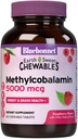 Διατροφή Bluebonnet EarthSweet Methylcobalamin 5.000 mcg Active Coenzyme Form of Vitamin B12 Υποστηρίζει την ενίσχυση της ενέργειας & Μεταβολισμός - Vegan, Gluten-free - Βατόμουρο Γεύση - 60 Μασώμενα δισκία