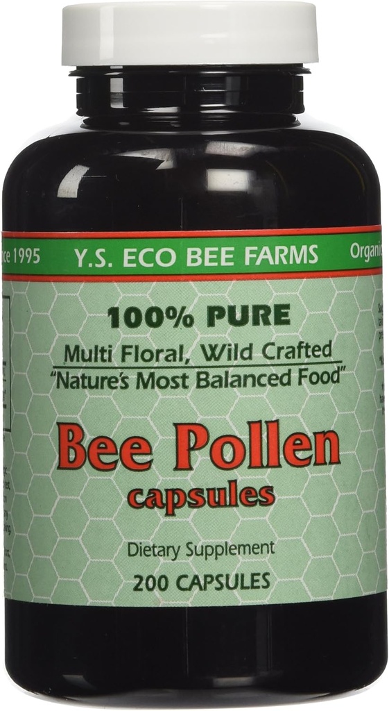 Y.S. ECO Bee Farms% 100 Pure Bee Pollen 1000 mg- 200 Capsules