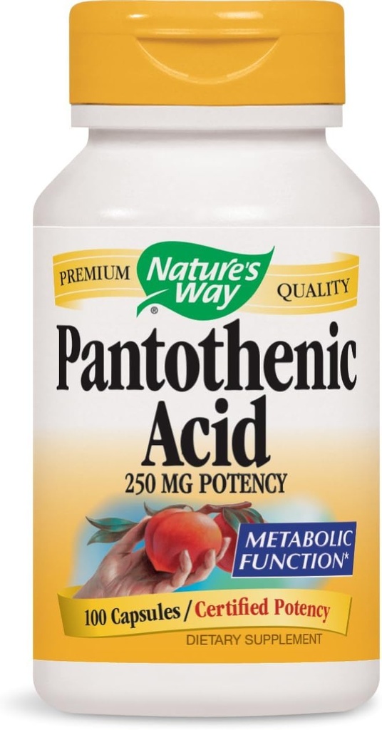 Nature's Way Pantothenic Acid 250 Milligrams Potency, 100 kapsül. 3 şişe paketi
