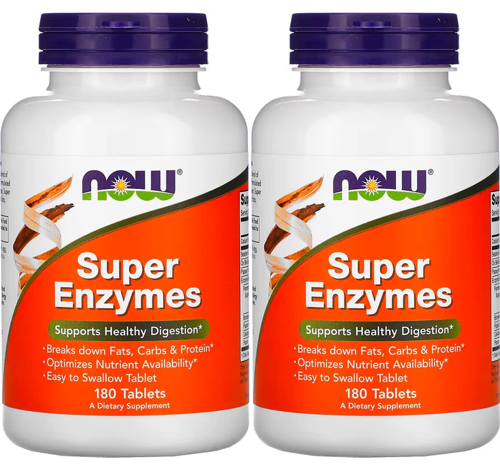 Şimdi Gıdalar Super Enzymes, 180 Tablet (180 Tabs X 2)