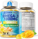 Vegan Omega-3 Gummies 1000mg + Turmeric - Omega 3 Fish Oil Εναλλακτική για ενήλικες - Algae DHA 600mg & EPA 300mg, Βιταμίνες A, C, E, Ψευδάργυρος & MSM, Χωρίς ζάχαρη, 60 Cts