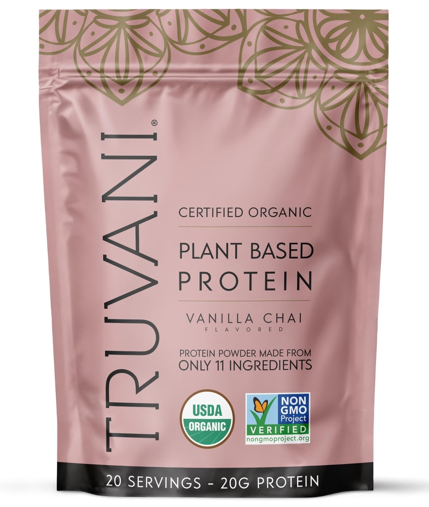 Truvani Vegan Pea Protein Toz | Vanilla Chai | 20g Organik Bitki Temel Protein | 20 Hizmet | Keto | Gluten & Dairy Free | Low Carb | No Ek Olmayan Şeker