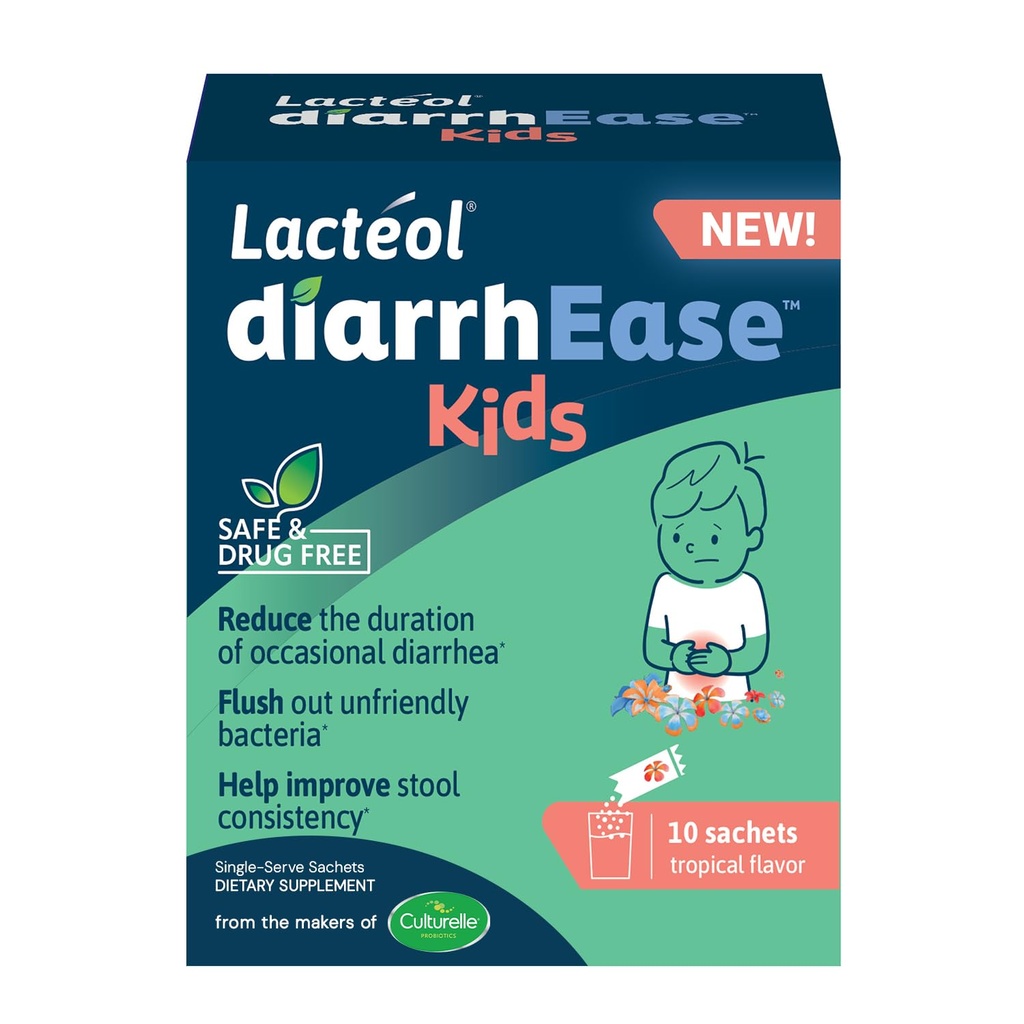 Lactéol diarrhEase Kids - a Safe, Drug Free and clinically Tested postbiotic Strain that Shortens the Duration of Occasional Diarrhea- Works Naturally with Your Child’s Body, 10 Count