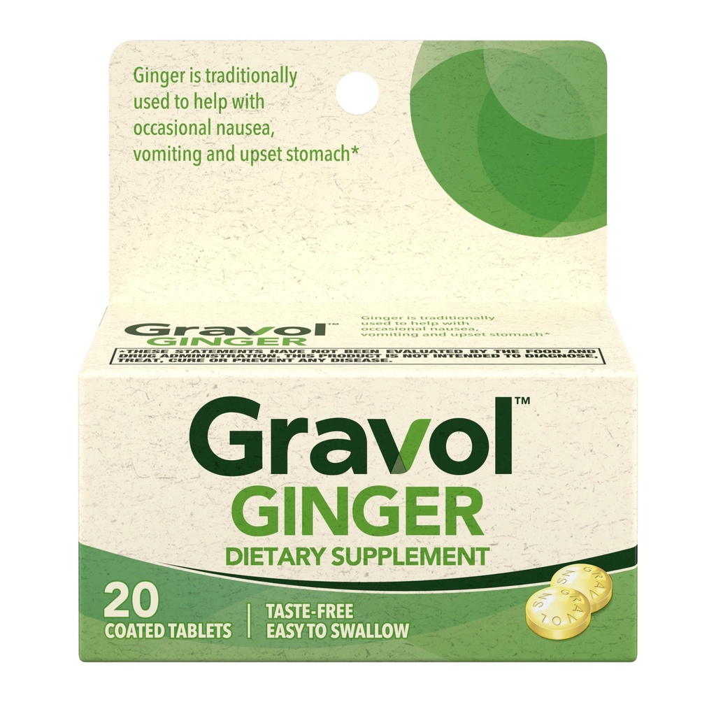 Gravol Ginger δισκία για ανασχηματισμένο στομάχι και ναυτία, 20ct