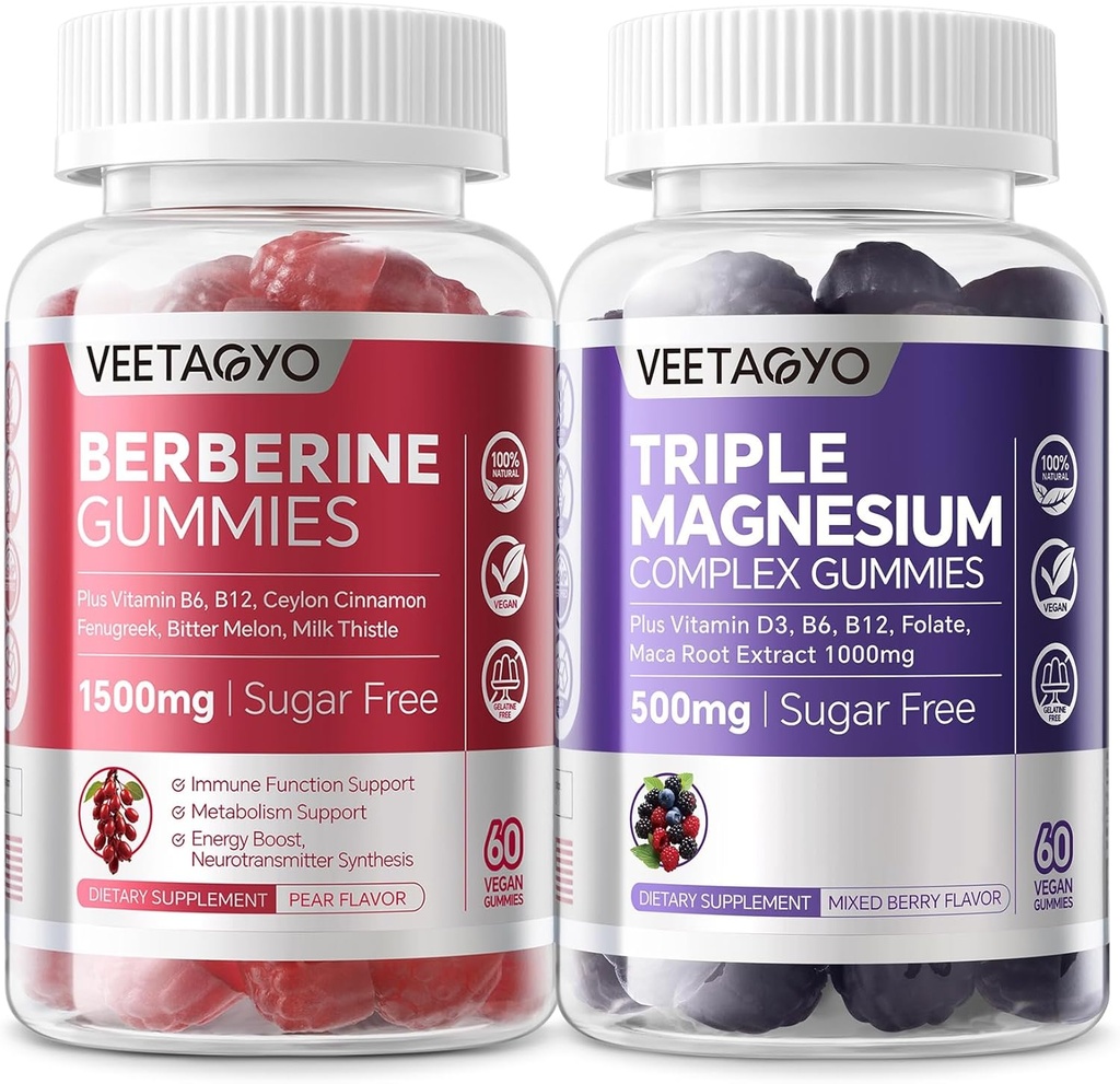 Berberine Gummies 120 Counts + Magnezyum Gummies 120 Counts