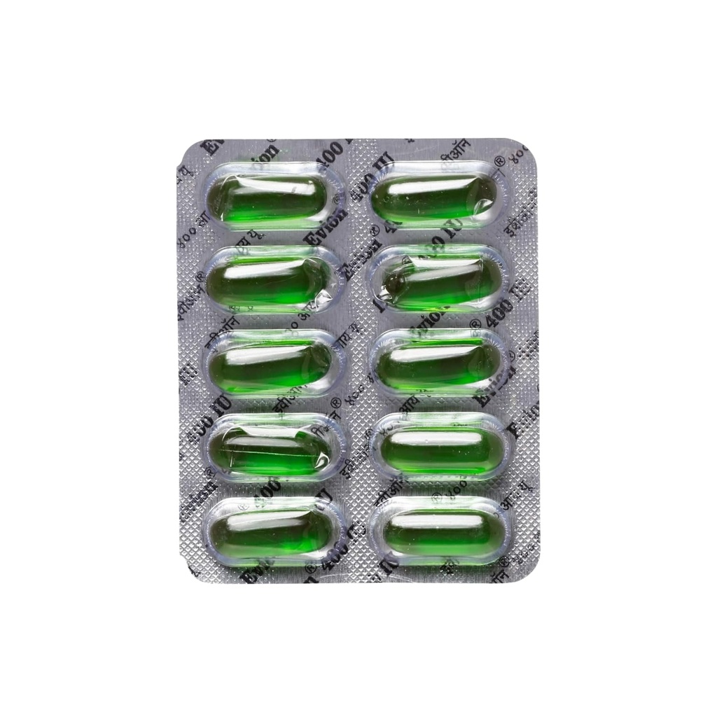 50 Evion Capsules Vitamin E for Glowing Face,Strong Saç,Acne,Nails, Glowing Skin 400 mg