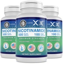 Genx Formulas Nicotinamid 500 mg (3-Pack) Vitamin B3 Flush Sağlıklı Cilt Için Serbest Niacin Capsules - Niacinamid Tamam Pills Keratin & Support Skin Health & Energy (300 Capsules)