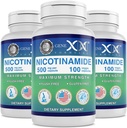 Genx Formulas Nicotinamid 500 mg (3-Pack) Vitamin B3 Flush Sağlıklı Cilt Için Serbest Niacin Capsules - Niacinamid Tamam Pills Keratin & Support Skin Health & Energy (300 Capsules)