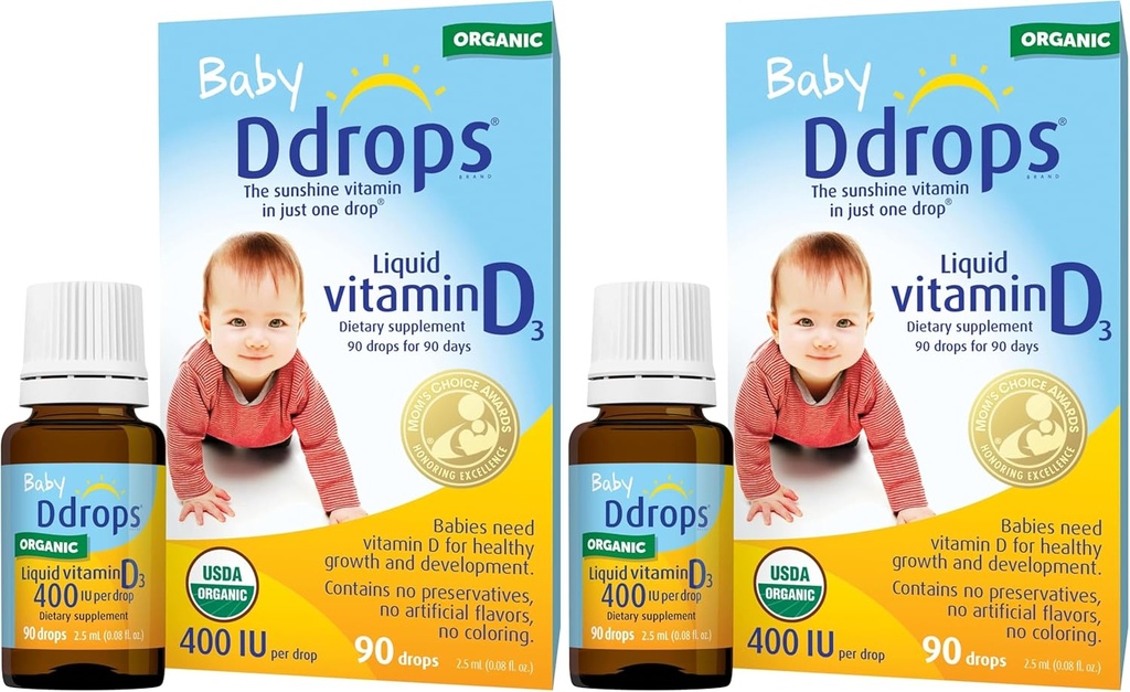 Drops 1072834 400 IU Υγρή βιταμίνη D3 σταγόνες για μωρά, 0, 08 Fl. Oz (πακέτο των 4)