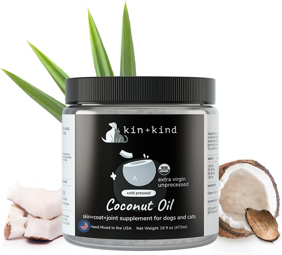 Köpekler ve Kediler için Organik Piramit Yağı - Doğal Cilt ve Soğuk Basınlı Ekstra Virgin Coconut Petrol - Itchy Skin & Kuru Cracked Nos - ABD'de Yapıldı - 16 fl oz (Large)