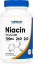 Nutricost Niacin (Vitamin B3) 100 mg, 240 Capsules - Flushing, Non-GMO, Gluten Free