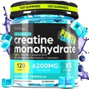 Creatine Monohydrate Gummies Complex 6200mg για άνδρες και γυναίκες - 120 Gummies Advanced Formula W/L-Taurine + Βιταμίνη B12 για μυϊκή δύναμη, μυοδομήτης, ενίσχυση ενέργειας, συμπλήρωμα προ-εργασίας - Thinbi