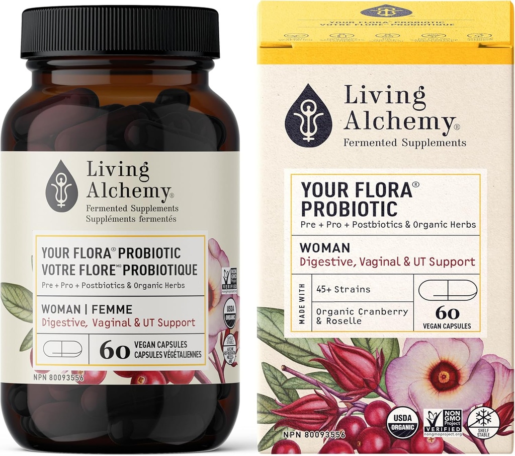 Ζωντανή Αλχημεία Οργανική Γυναίκα Digestive Flora σας Probiotic, 60 CT