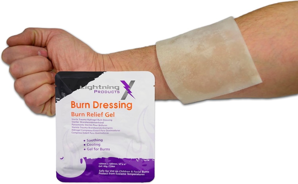 Lightning X Products Cooling Burn Relief Gel 4x4 Inch Burn Dressing Sterile Trauma Hydrogel