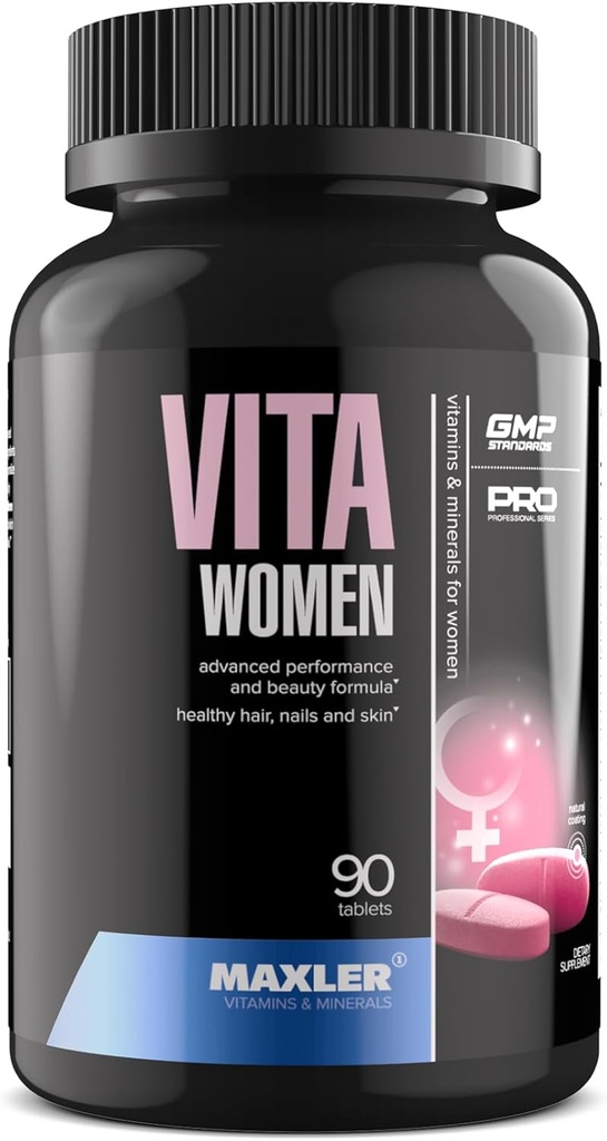 Maxler Vita Women Premium Multivitamin for Women - Supplements for Women - Hair Skin and Nails A B C D E K, Omega-3, Biotin, Antioksis, Enzymes - 90 Tabletler