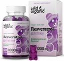 Wild & Organic Resveratrol Gummies 1000 mg - Antioksit için Trans Resveratrol Tamamı, Beyin, Immune Support - 60 Vegan, Non-GMO Antioksi Gummies 1000mg - Trans Resveratrol Supplement for Antioxy, Brain, Immune Support - 60 Vegan, Non-GMO Antioksidan Gummies