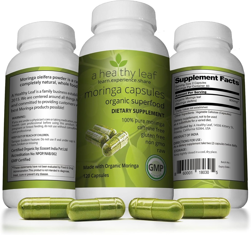 A Healthy Leaf Organic Moringa Κάψουλες - Vibrant Green 