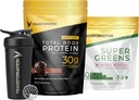 Çikolata Protein Tozu, Super Greens Superfood Green Juice Toz ve Performans I İzole Shaker Şişe