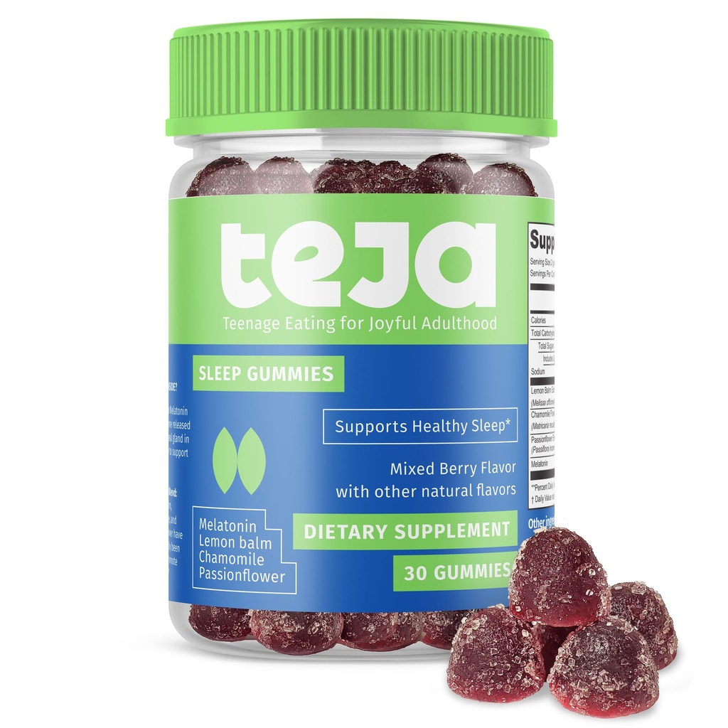 TEJA Sleep Gummies for Friends and Yetişkinler, 0.3 mg Melatonin Chewable Gummy, Melatonin Chewable, 30 Gummiess