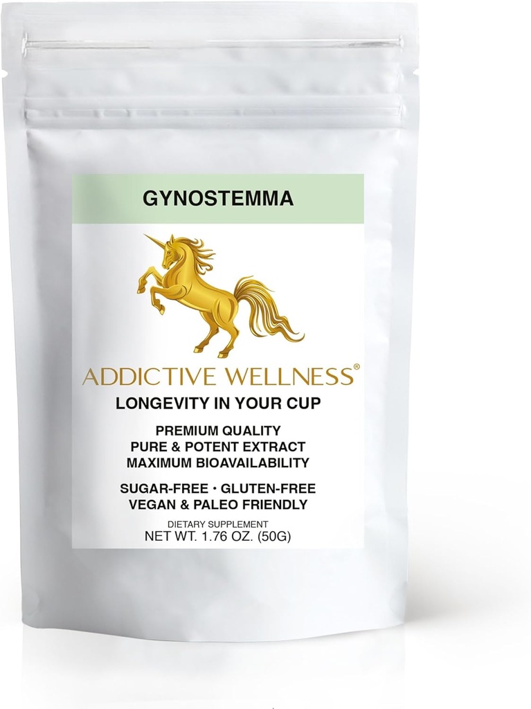 Addictive Wellness Gynostemma Broşürü Toz - Pure & Potent Jiaogulan Adaptogen for Energy, 1 Packet