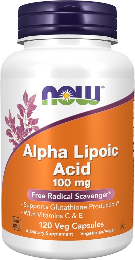 Şimdi Gıdalar Tamamlıyor, Alpha Lipoic Acid 100 mg with Vitamins C & E, Free Radikal Scavenger*, 120 Veg Capsules