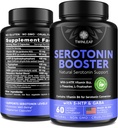 Natural Serotonin Supplement - Made in USA 5HTP Serotonin & Cortisol Manager - Σεροτονίνη Booster Vitamin Supplement for Women with 5-HTP, Vitamin B6, B12, GABA, L Theanine, L Tryptophan - 60 κάψουλες